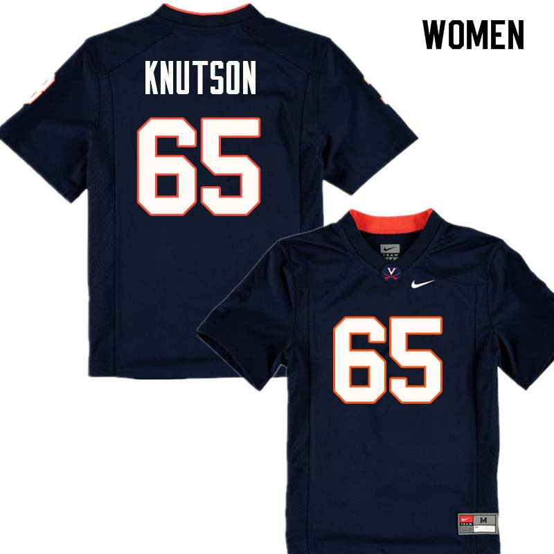 Women #65 Ben Knutson Virginia Cavaliers College Football Jerseys Sale-Navy